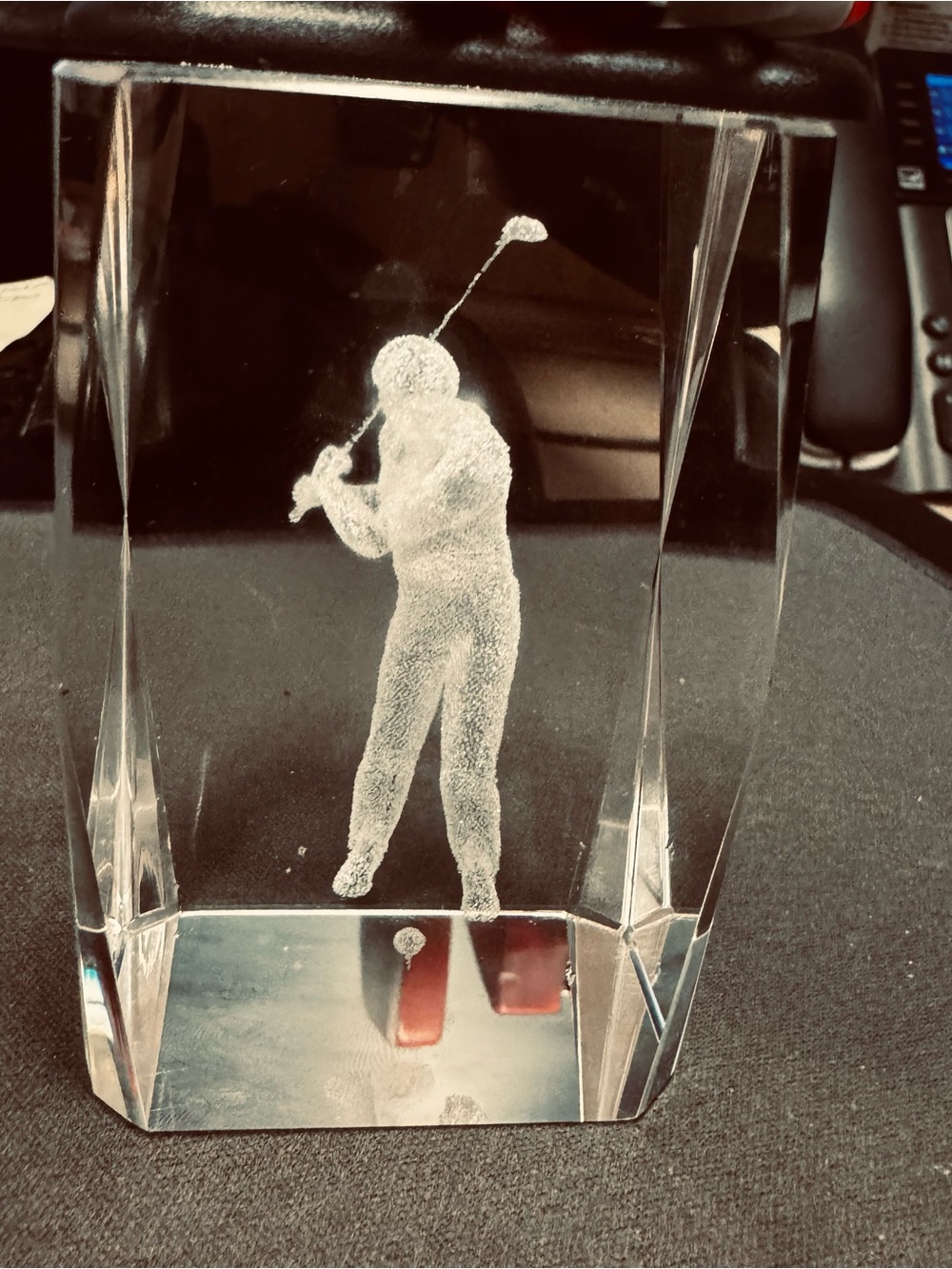 Clear Crystal Golf Player 3D Laser Sculpture - Clear